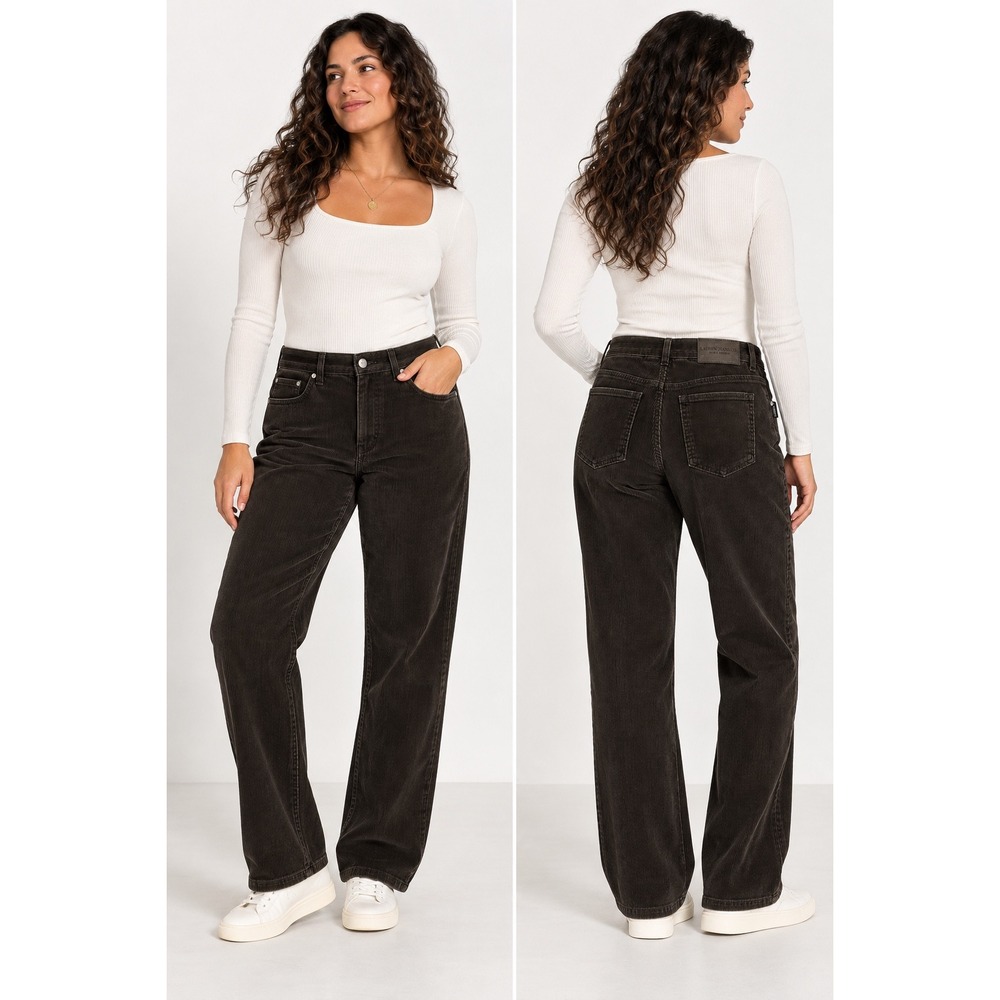 Lauren Ralph Lauren Corduroy Pants Black High Rise Straight Leg Classic 12